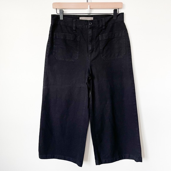 J.Crew Point Sur Wide Leg Crop Pants Black Womens 28 Petite - Picture 2 of 14